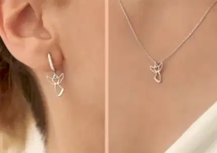 Minimal Melek Kolye ve Küpe