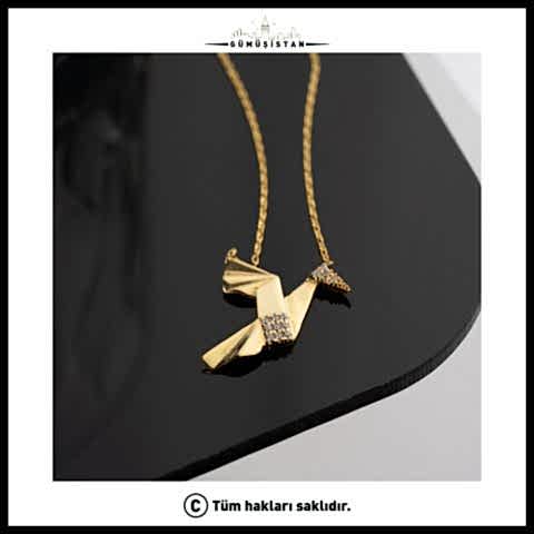 925 Ayar Gümüş Origami Kuş Kolye