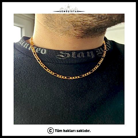 14 Ayar Altın Kaplama Figaro Erkek Zincir Kolye
