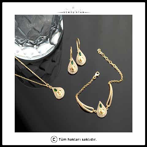 925 Ayar Gümüş Tuğralı Kolye-Küpe-Bileklik Seti