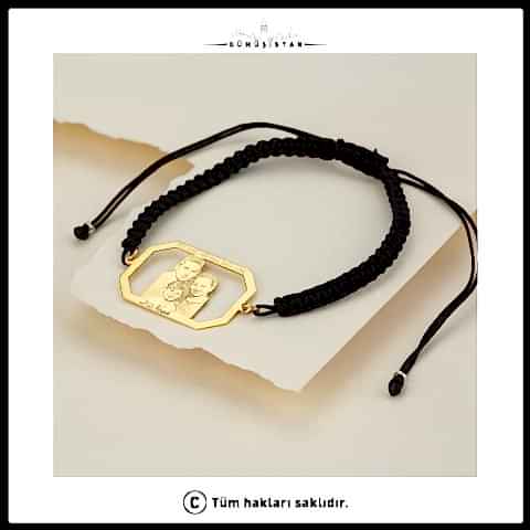 925 Ayar Gümüş Kişiye Özel Resimli Makrome Bileklik