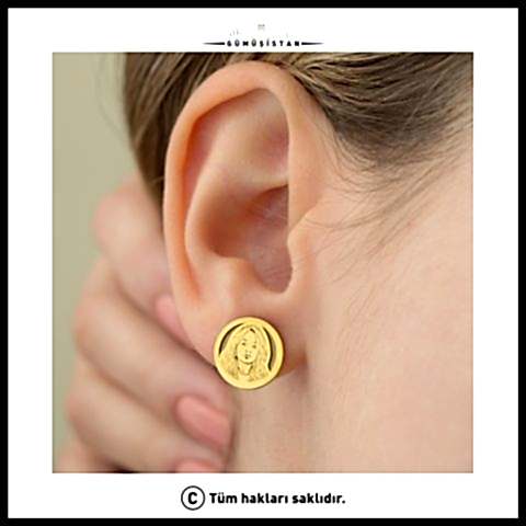 925 Ayar Gümüş Kişiye Özel Resimli Çivili Küpe