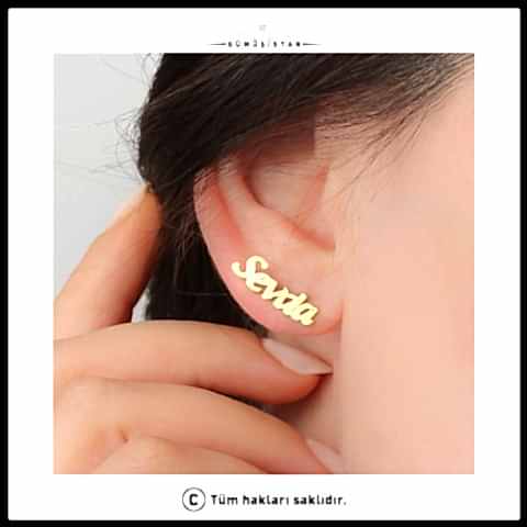 925 Ayar Gümüş Kişiye Özel İsimli Küpe