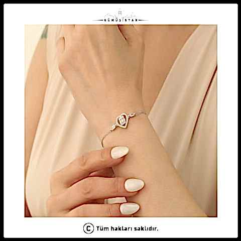 925 Ayar Gümüş Kalp Baget Bileklik