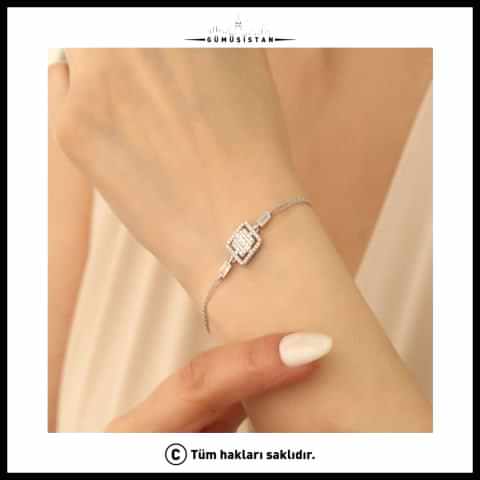925 Ayar Gümüş Kare Baget Bileklik