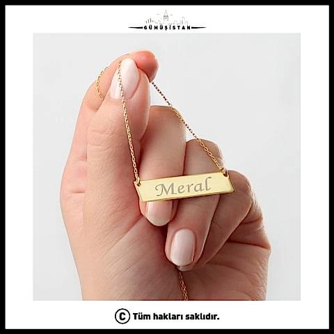 925 Ayar Gümüş Kişiye Özel İsimli Yatay Plaka Kolye