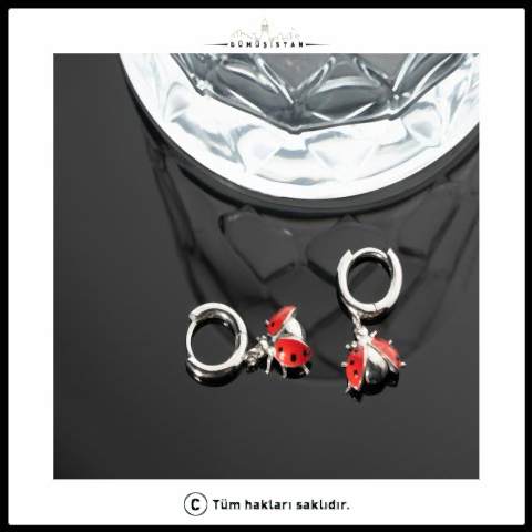 925 Ayar Gümüş Uğur Böcekli Küpe