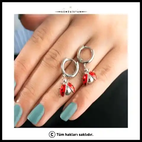 925 Ayar Gümüş Uğur Böcekli Küpe