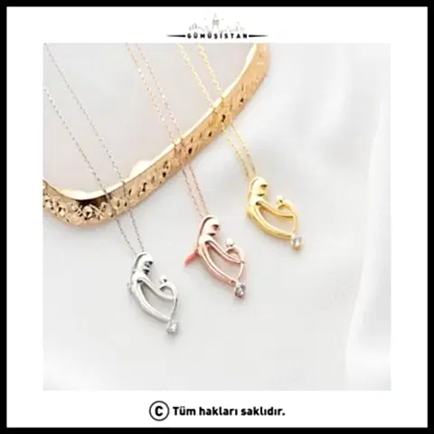 925 Ayar Gümüş Anne Bebek Kolyesi