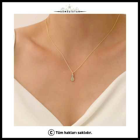 925 Ayar Gümüş Minimal Ananas Kolye