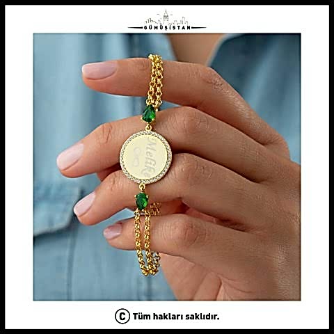 925 Ayar Gümüş İsimli Taşlı Halka Bileklik