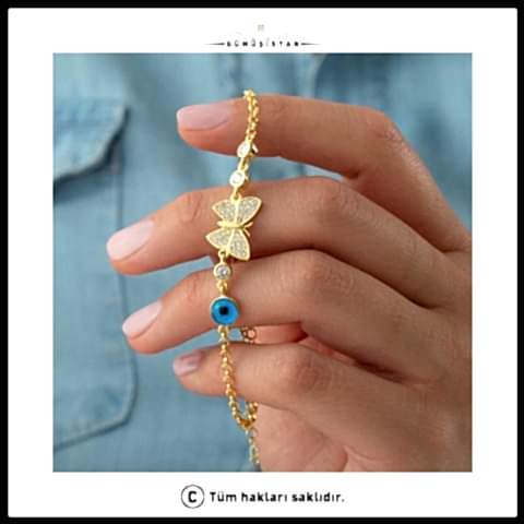 925 Ayar Gümüş Nazarlı Kelebek Bileklik