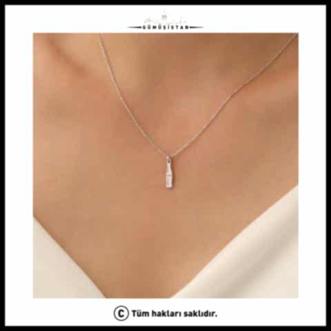 925 Ayar Gümüş Minimal Kola Şişesi Kolye