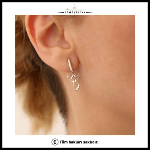 925 Ayar Gümüş Minimal Melek Küpe