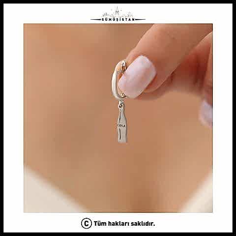 925 Ayar Gümüş Minimal Kola Şişesi Küpe