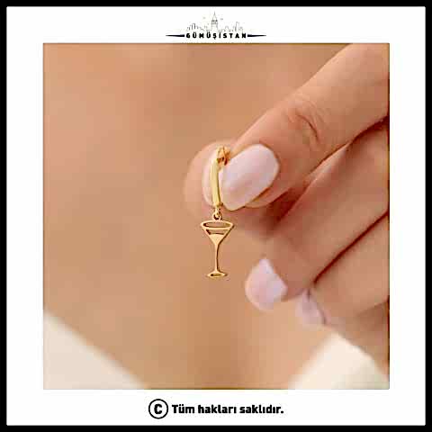 925 Ayar Gümüş Minimal Şarap Kadehi Küpe