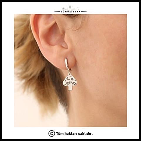 925 Ayar Gümüş Minimal Mantar Küpe