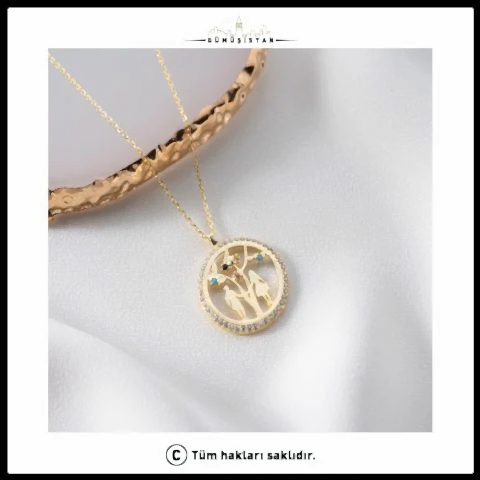 925 Ayar Gümüş Mutlu Aile Kolye