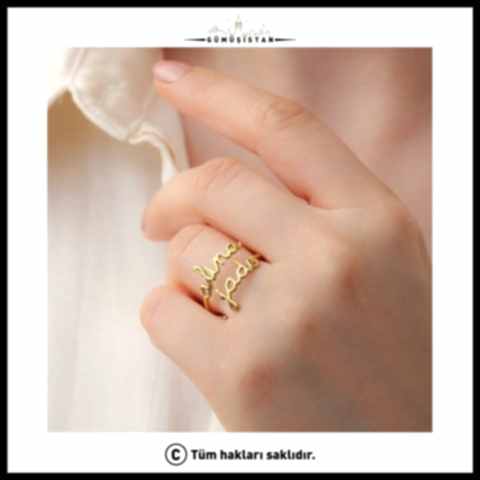 925 Ayar Gümüş Kişiye Özel İsim Detaylı Yüzük
