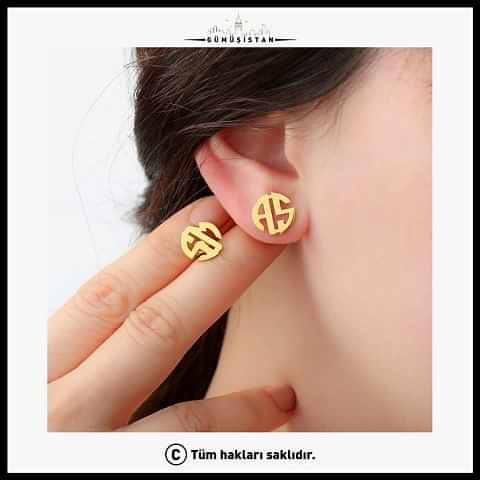 925 Ayar Gümüş Kişiye Özel Harf Detaylı Küpe
