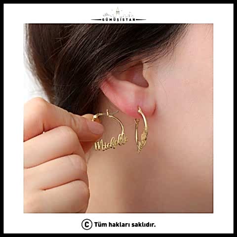 925 Ayar Gümüş Kişiye Özel İsim Detaylı Küpe