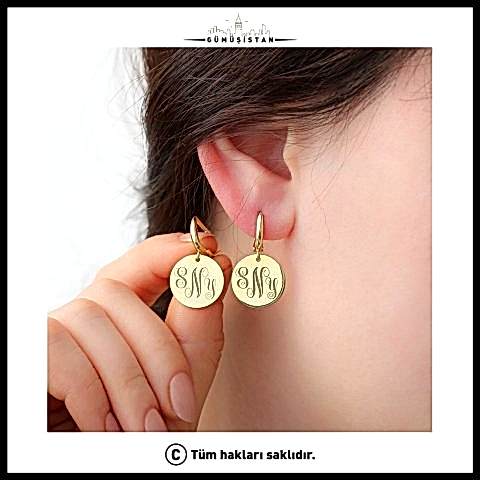 925 Ayar Gümüş Kişiye Özel Harf Detaylı Küpe