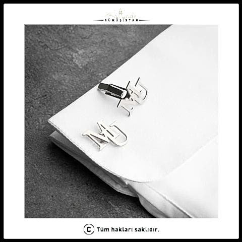 925 Ayar Gümüş Özel Kesim Harfli Kol Düğmesi