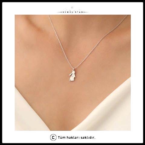 925 Ayar Gümüş Minimal Tavşan Kolye
