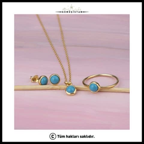 925 Ayar Gümüş Mavi Taş Detaylı Takı Seti