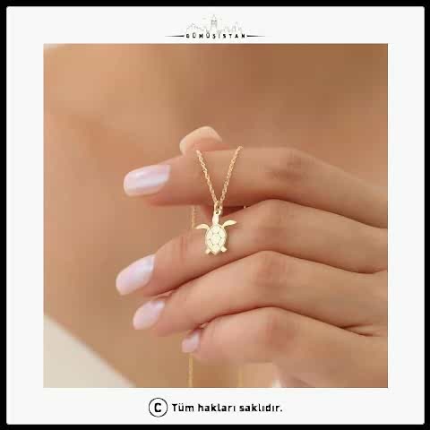 925 Ayar Gümüş Minimal Caretta Caretta Kolye