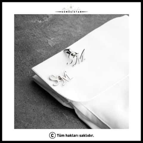 925 Ayar Gümüş Özel Kesim  Harfli Kol Düğmesi