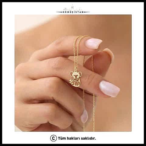 925 Ayar Gümüş Minimal Koala Kolye