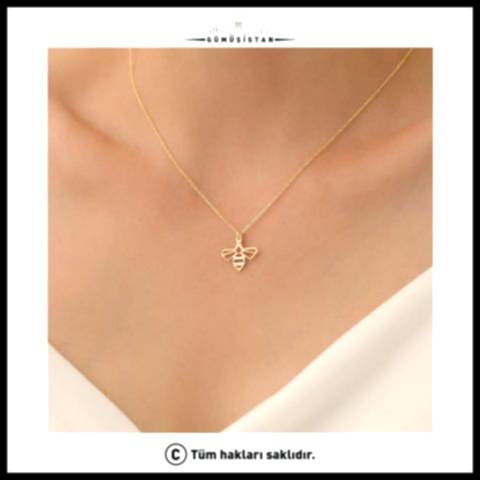 925 Ayar Gümüş Minimal Kanatlı Arı Kolye