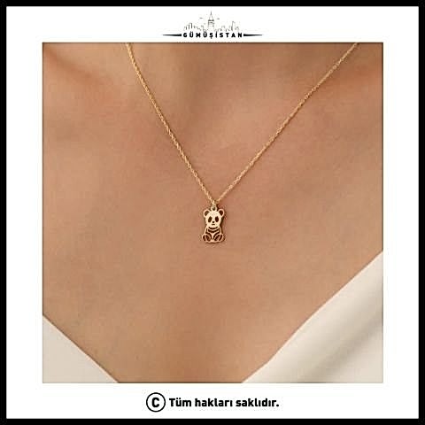 925 Ayar Gümüş Minimal Panda Kolye