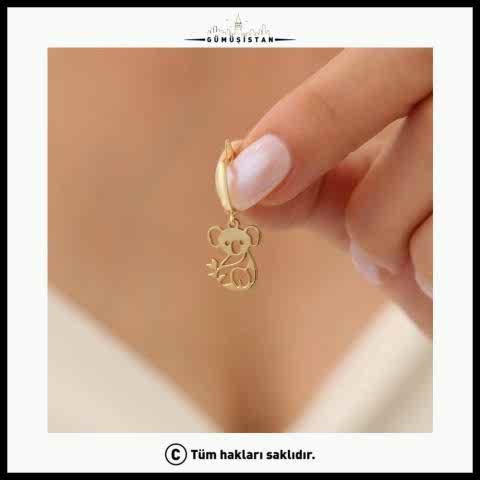 925 Ayar Gümüş Minimal Koala Küpe