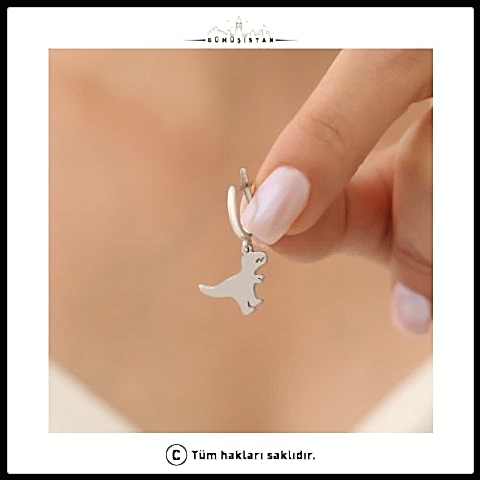 925 Ayar Gümüş Minimal Dinozor Küpe