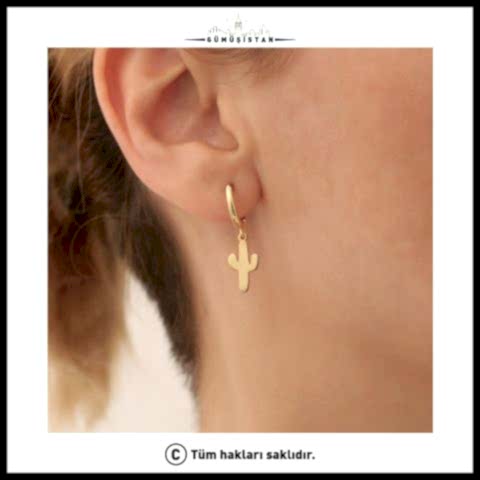 925 Ayar Gümüş Minimal Kaktüs Küpe