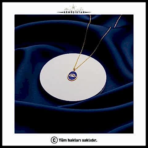 925 Ayar Gümüş Lotus Kolye – Gece Mavisi
