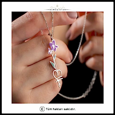 925 Ayar Gümüş Doğum Aylarına Özel Doğum Çiçeği İsimli Kolye