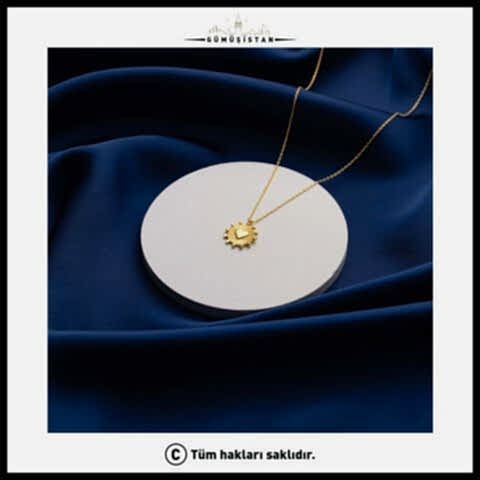 925 Ayar Gümüş Kalpli Güneş Kolye