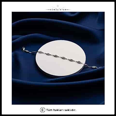 925 Ayar Gümüş Yaprak ve Taş Detaylı Bileklik