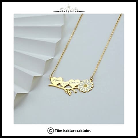 925 Ayar Gümüş 3 Kalpli Kolye