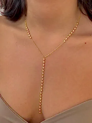 Yıldız Taşlı Y Kolye - 925 Ayar Gümüş