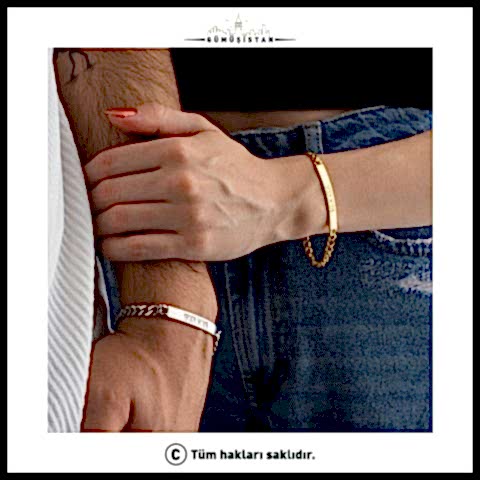 925 Ayar Gümüş Kişiye Özel Koordinatlı Klasik Kalın Zincir Künye Bileklik ( 1 Adet )