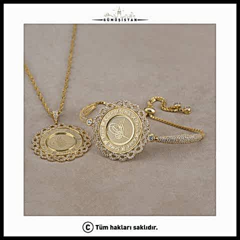 925 Ayar Gümüş Sonsuz Çerçeveli Tuğralı İsimli Takı Seti