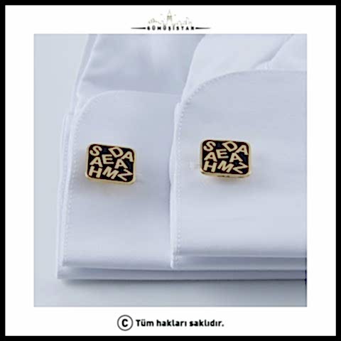 925 Ayar Gümüş Altın Kaplama İsimli Kol Düğmesi