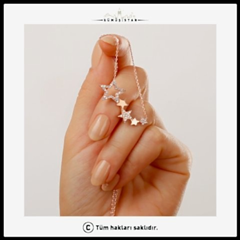 925 Ayar Gümüş Yıldızlı Kolye