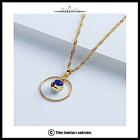 925 Ayar Gümüş Göz Nazarlı Halka Kolye