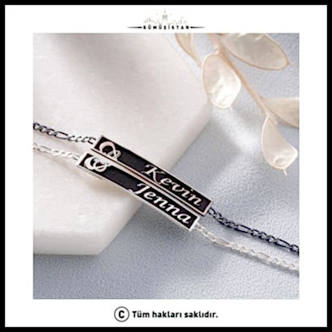 925 Ayar Gümüş Kişiye Özel Çift Bileklik