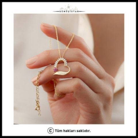 925 Ayar Gümüş İsimli Kalpli Kolye